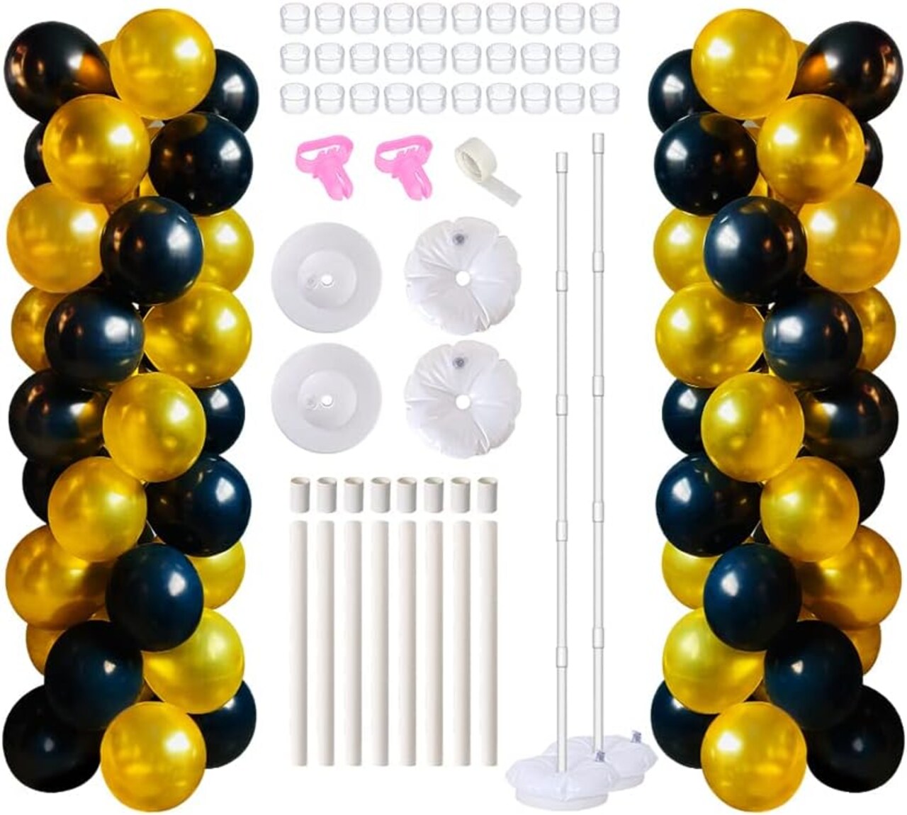 Balloon Column Kit, 5 feet Balloon Stand Tower with Base Pole PVC Pipe & Balloon Sticks Rings for Weddings Birthday Christmas Party Decorations, 2 Set